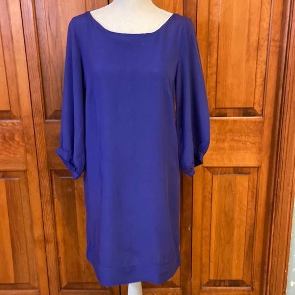 Splendid Boat Neck Balloon Sleeve Shift Dress DEEP RICH PURPLE Size Small EUC - Picture 3 of 14